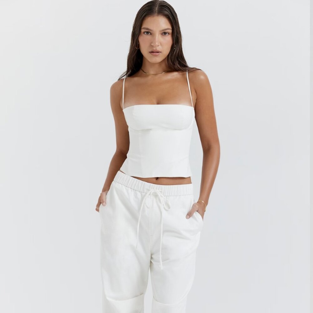 Audette White Structured Corset Top